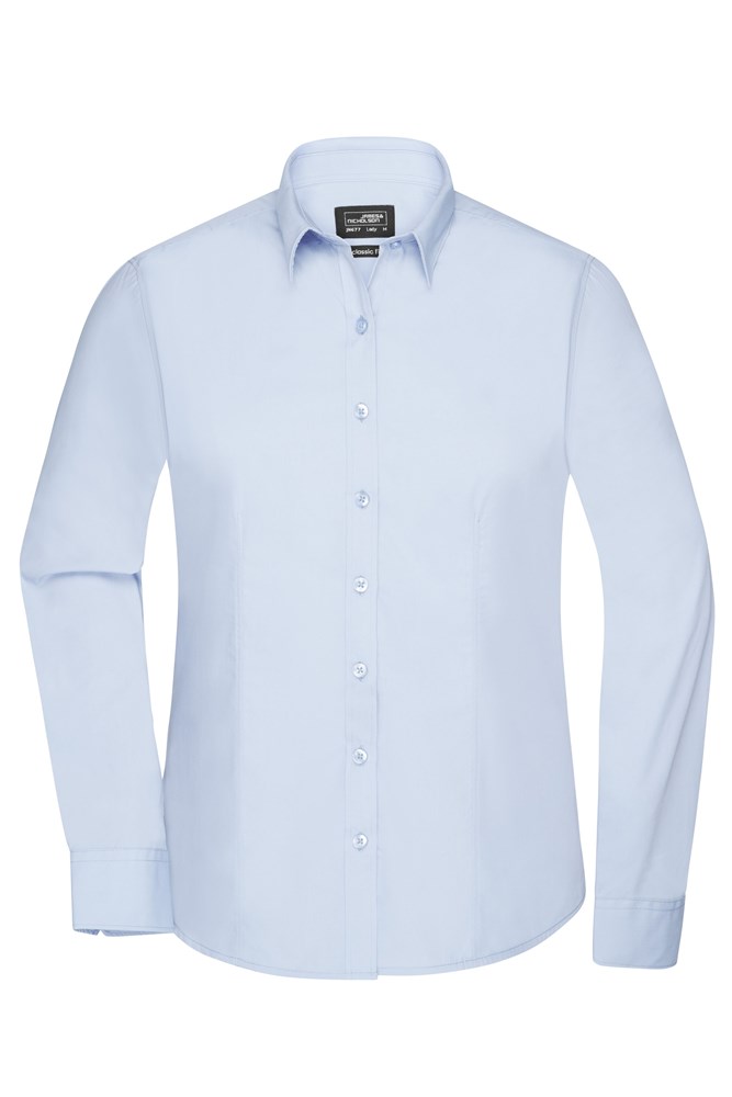 Ladies' Shirt Long-Sleeved Poplin - Light-blue (ca. Pantone 649C)