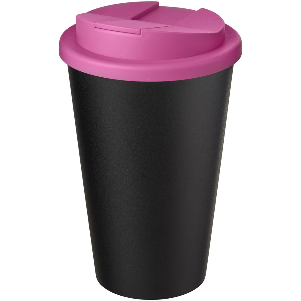 Americano® Eco 350 ml recycelter Becher mit auslaufsicherem Deckel - rosa, schwarz