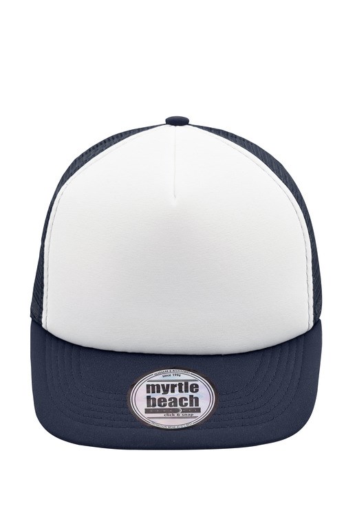 5 Panel Flat Peak Cap - White/navy (ca. Pantone white
296C)