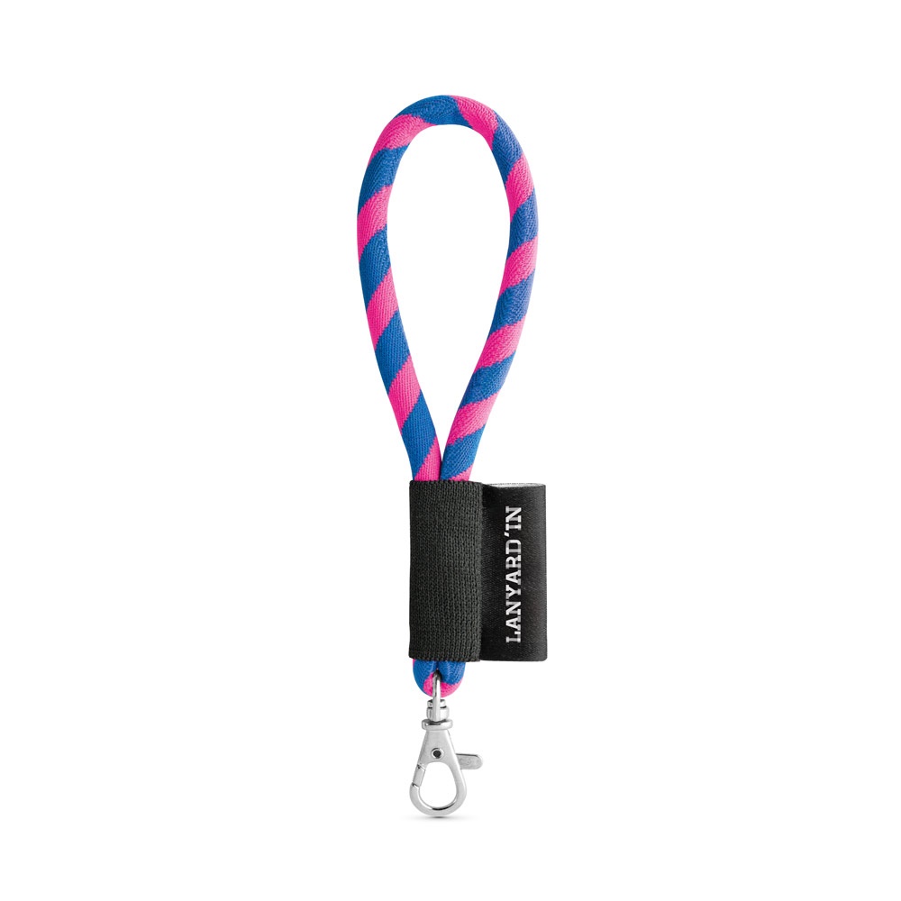 75090. SET Lanyard TUBE Short (Ø 7 mm) mit 9 mm Schnapperkarabiner - Rosa Hexachrome, Königsblau