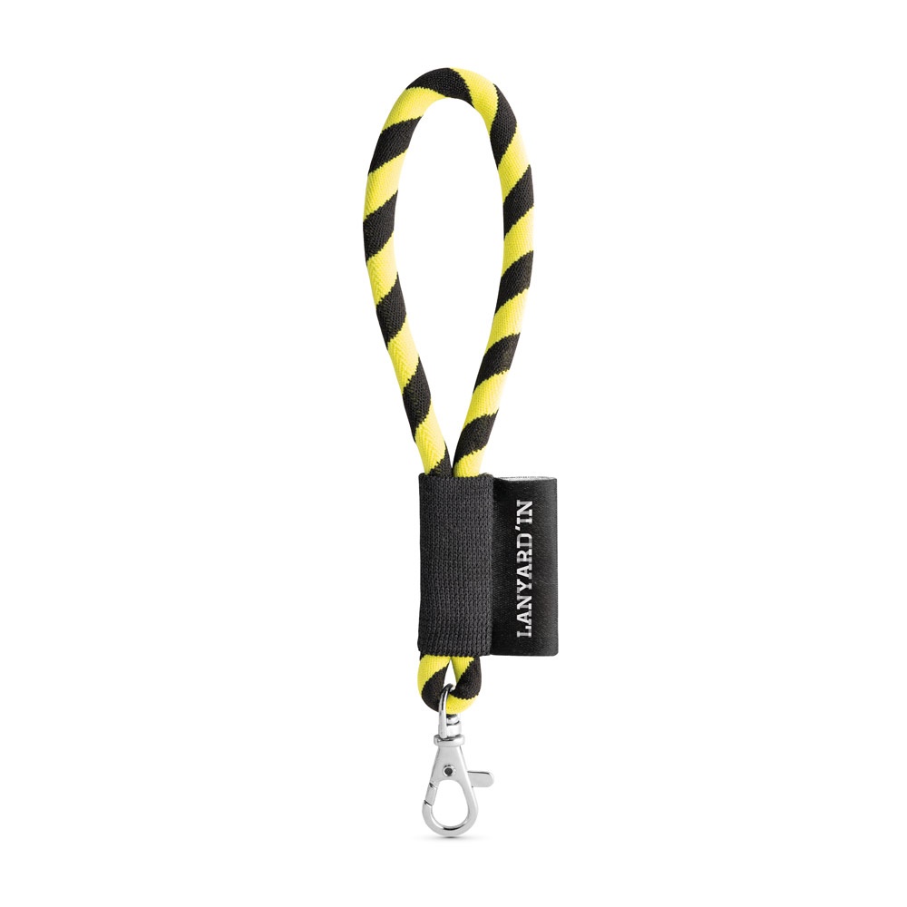 75090. SET Lanyard TUBE Short (Ø 7 mm) mit 9 mm Schnapperkarabiner - Gelb Hexachrome, Schwarz