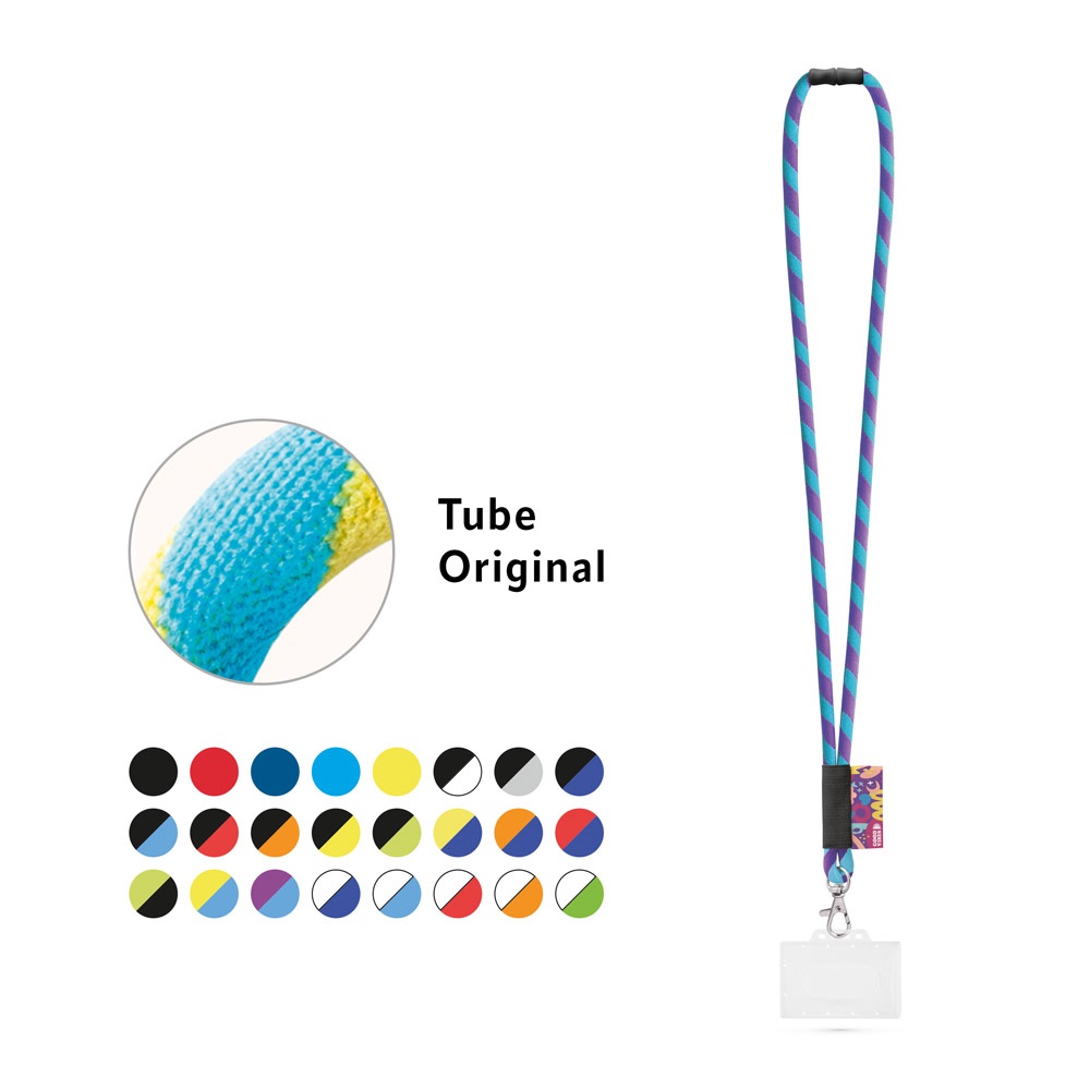 WATFORD. SET Lanyard Tube Long (Ø 7 mm) mit 9 mm Auslösekarabiner, Ø 7 mm Sicherheitsverschluss und 91 x 68 mm starrem Ausweis-/Kartenhalter