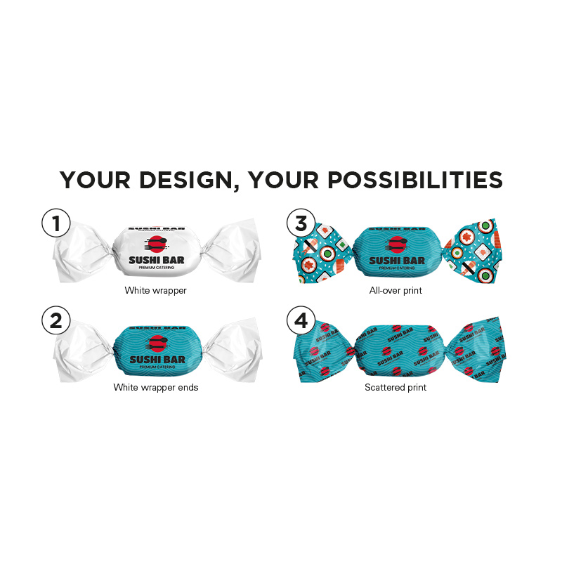 Schoko-Minz Bonbon im weißen, kompostierbaren Wickler