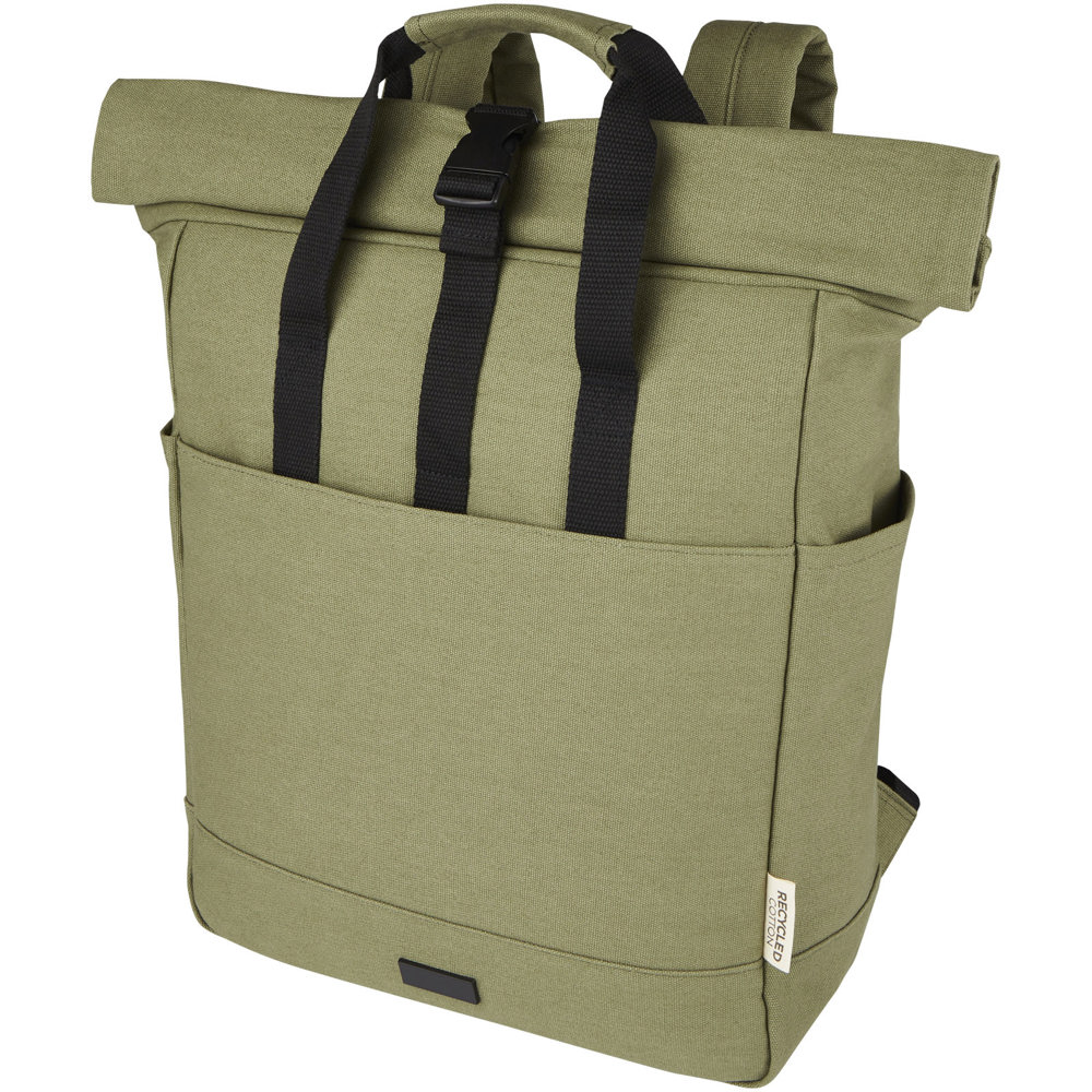 Joey 15" GRS Rolltop Laptoprucksack aus recyceltem Canvas 15 L - olive