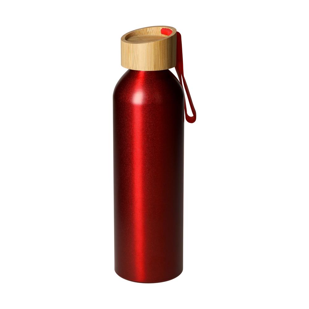 Aluminiumflasche "Bamboo" 0,6 l - rot/natur