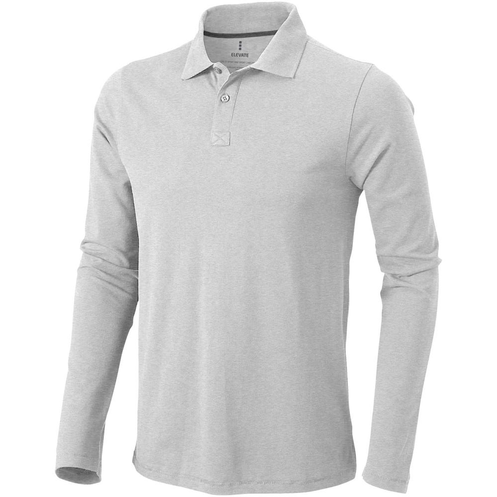Calgary 180 g/m² Langarm Poloshirt für Herren - grau meliert