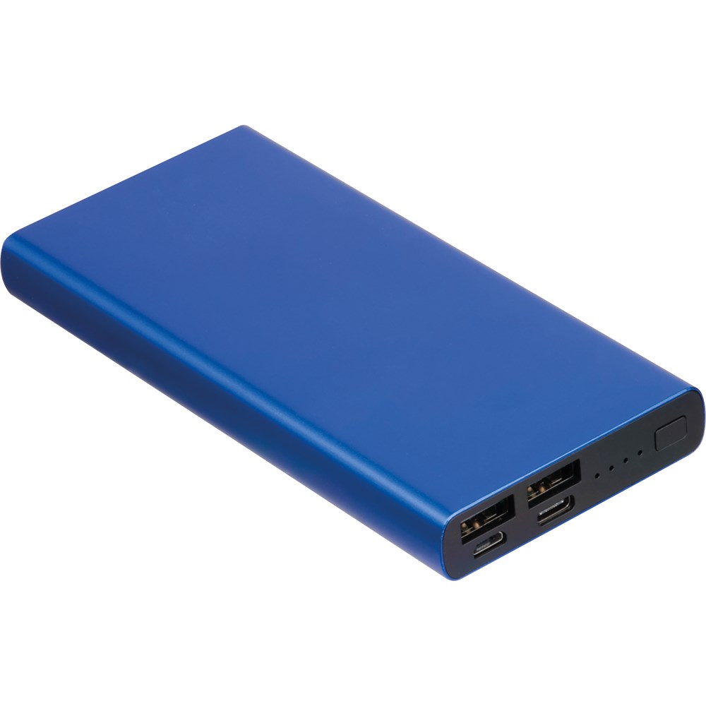 Powerbank aus recyceltem Aluminium 10.000 mAh GIORGIA - blau