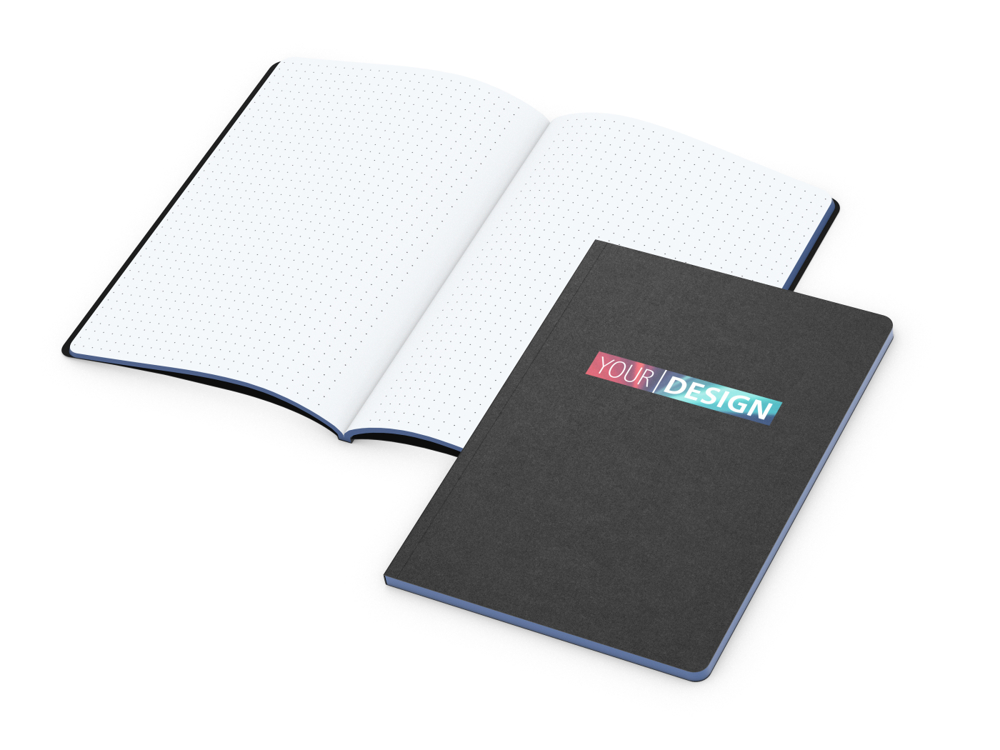 Notizbuch Tablet-Book, A5, Punktraster, mittelblau, Siebdruck-Digital