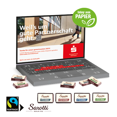 Adventskalender Laptop mit Sarotti Fairtrade®
