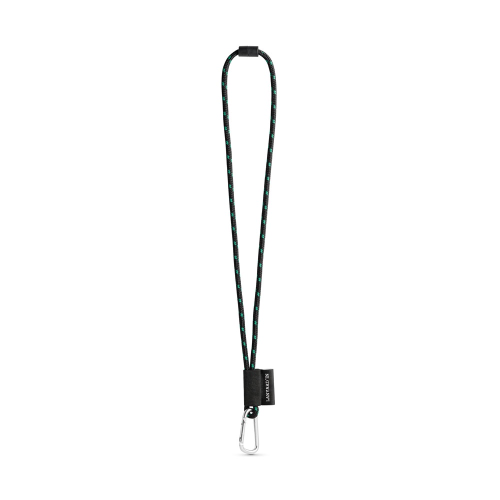 75091. SET Lanyard NAUTIC Long (Ø 7 mm) mit 55 mm D-förmigem Karabiner und Ø 7 mm Sicherheitsverschluss - Schwarz, Grün