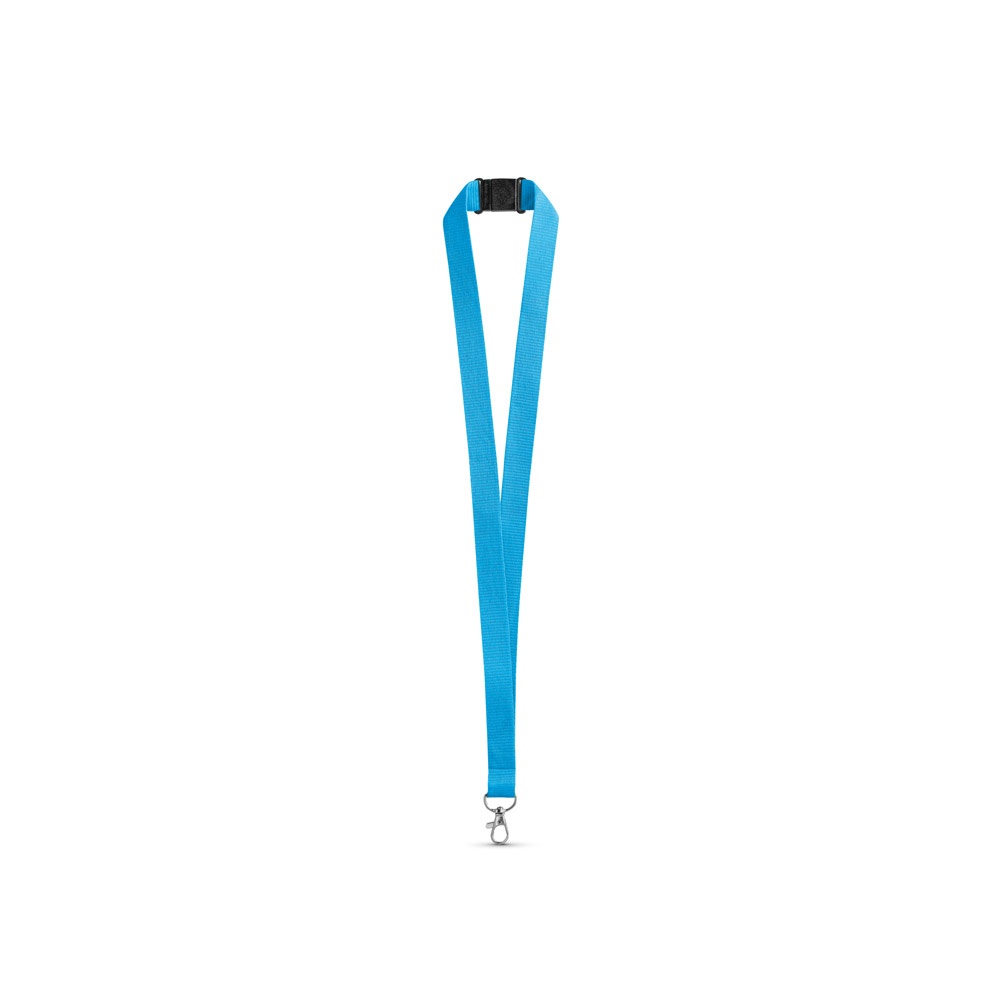 LEEDS. Lanyard aus Polyester mit Sicherheitsverschluss - Hellblau