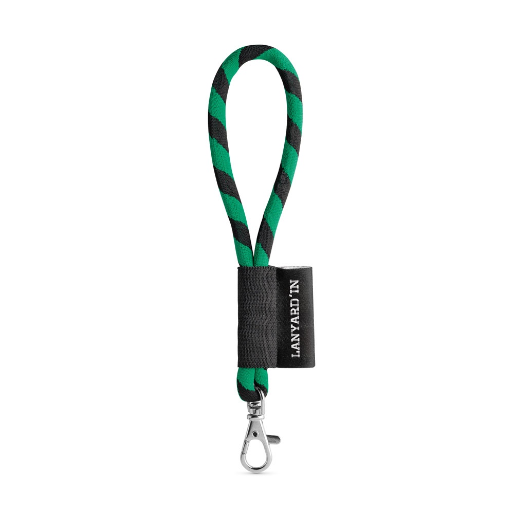 75090. SET Lanyard TUBE Short (Ø 7 mm) mit 9 mm Schnapperkarabiner - Schwarz, Grün