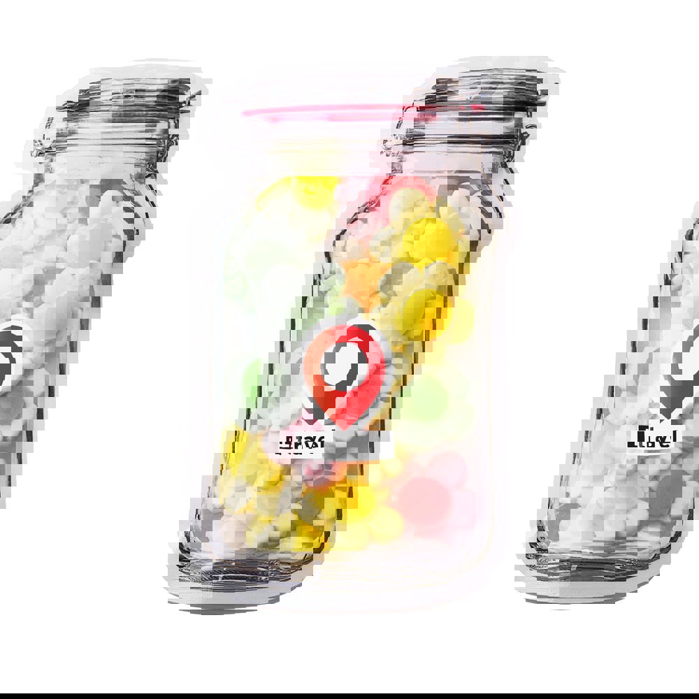 Briefkasten-"Weckglas" midi mit Süßigkeiten - Transparant