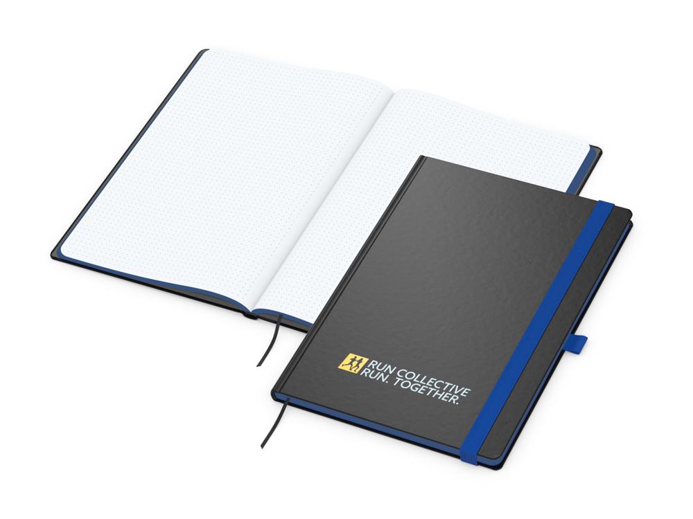 Notizbuch Color-Book, A4, Punktraster, mittelblau, Siebdruck-Digital