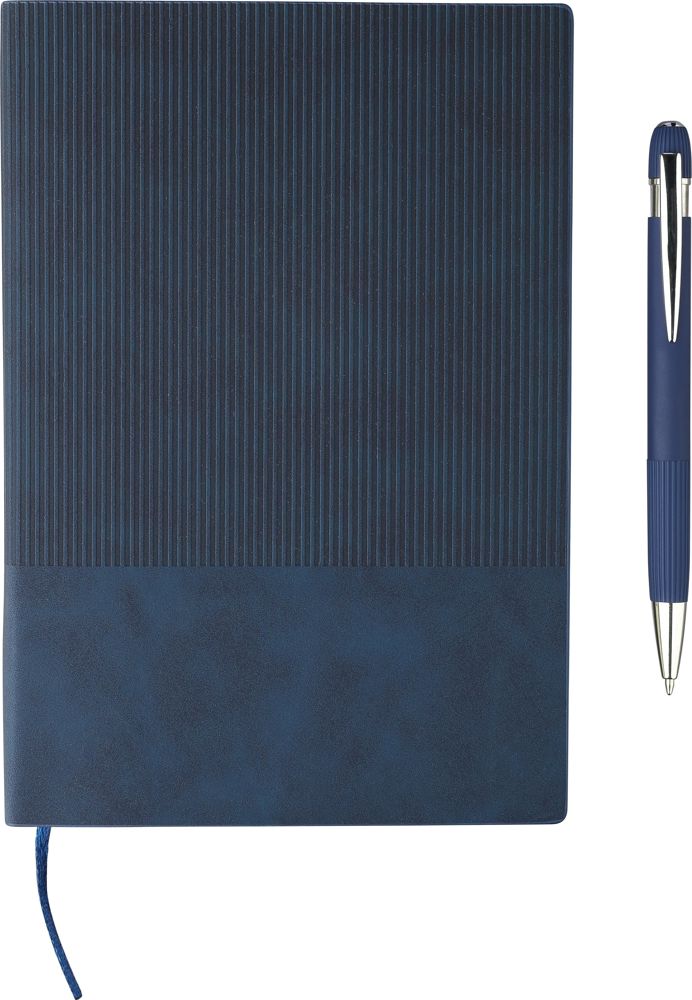 Recyceltes PU-Notizbuch (A5) und Kugelschreiber-Set Tarek