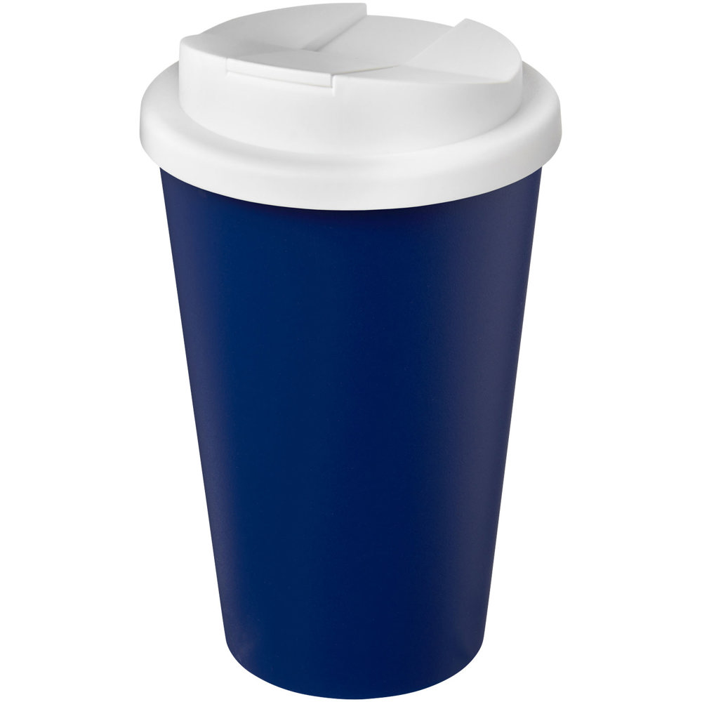 Americano® Eco 350 ml recycelter Becher mit auslaufsicherem Deckel - blau, weiss