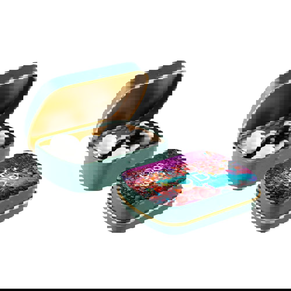 Mini Klappdeckeldose mit Süßigkeiten - Mattgrün/Gold