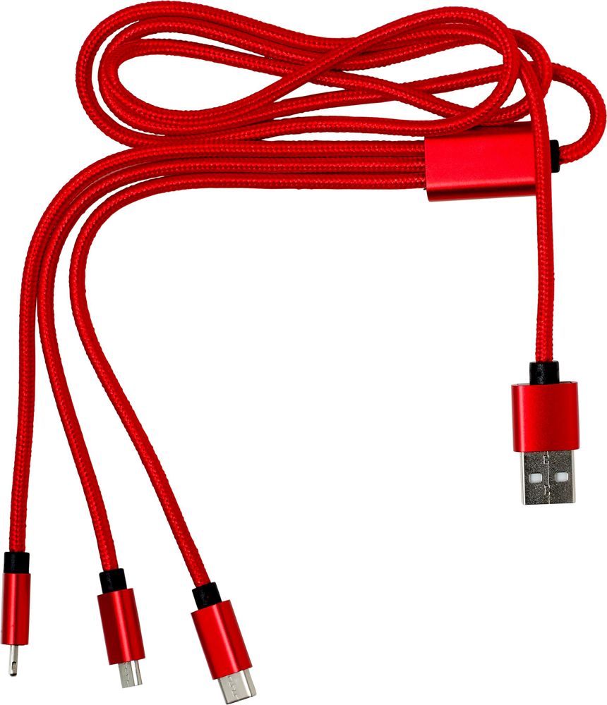 3-in-1 Ladekabel aus Nylon Felix - Rot
