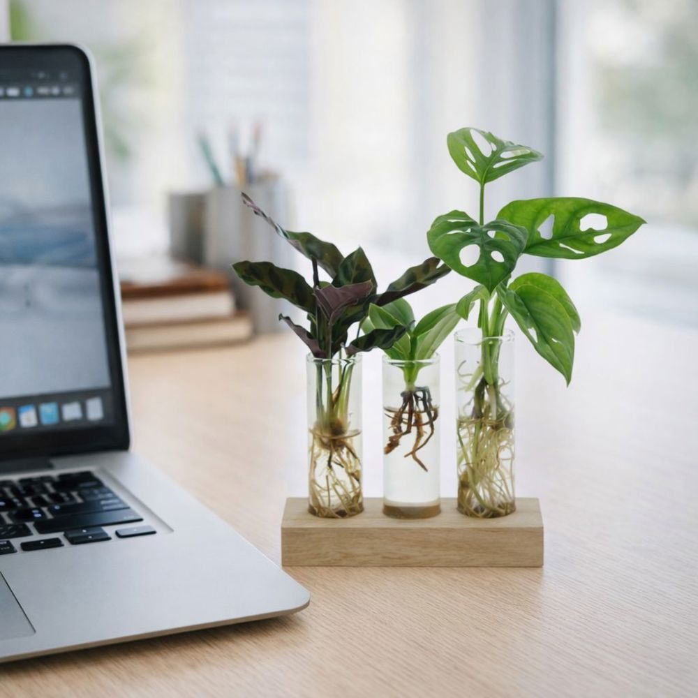 Hydroponic plants - Trio tube & wood