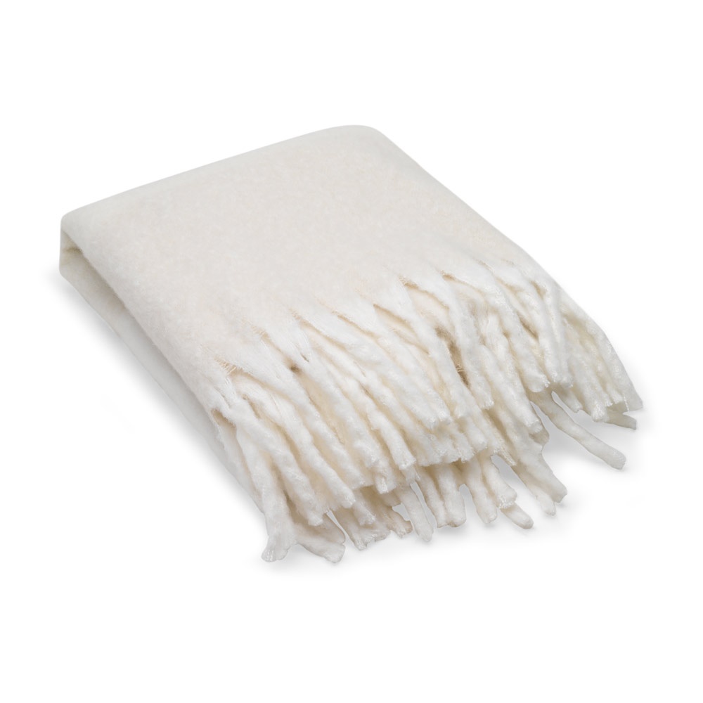 COMFY. Decke aus recyceltem Polyester (100% rPET) (300 g/m²), mit Mohair-Feeling - beige