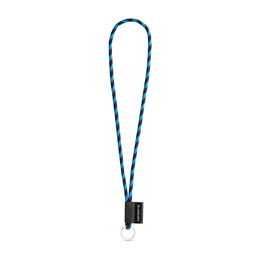 75093. SET Lanyard TUBE Lang (Ø 7 mm) mit Ring Ø 32 mm - Schwarz, Königsblau