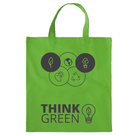 Baumwolltasche farbig mit kurzen Henkeln 136 gr/m2 - hell grün