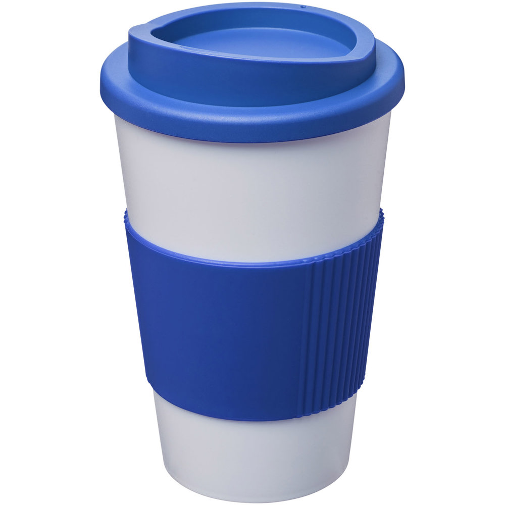 Americano® 350 ml Isolierbecher mit Schutzring - mittelblau, weiss