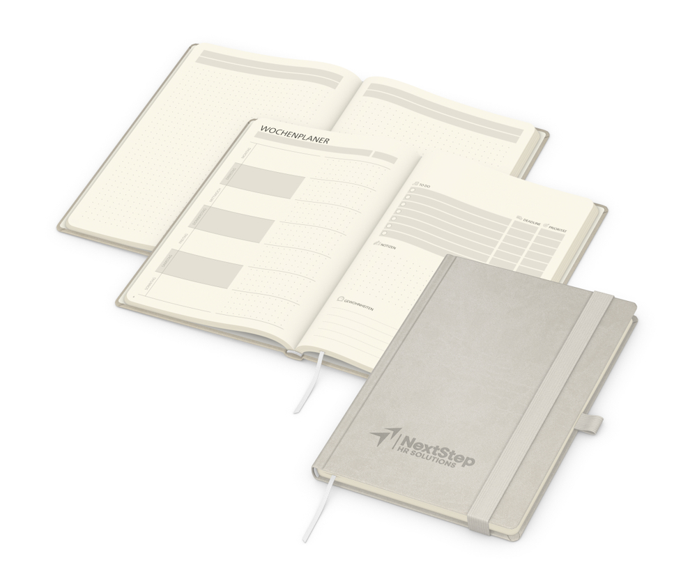 Notizbuch orgaLine Mainbook, Creme, steingrau