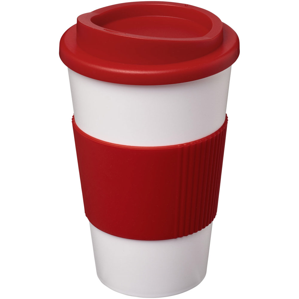 Americano® 350 ml Isolierbecher mit Schutzring - weiss, rot