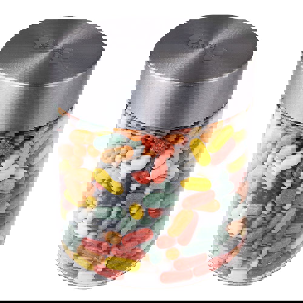 Glas 0,9 L mit Süßigkeiten, mit Prägung