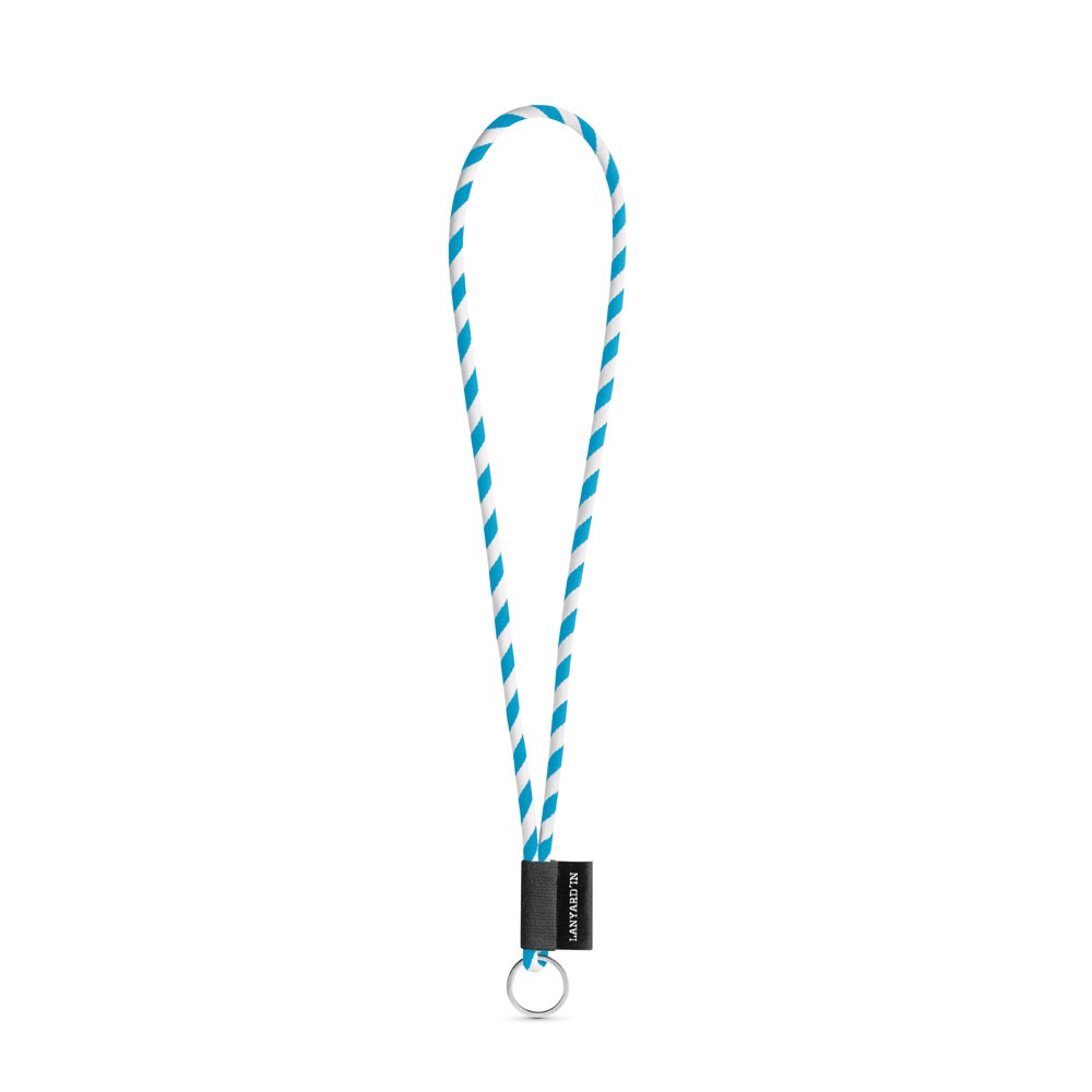 75093. SET Lanyard TUBE Lang (Ø 7 mm) mit Ring Ø 32 mm - Weiß, hellblau