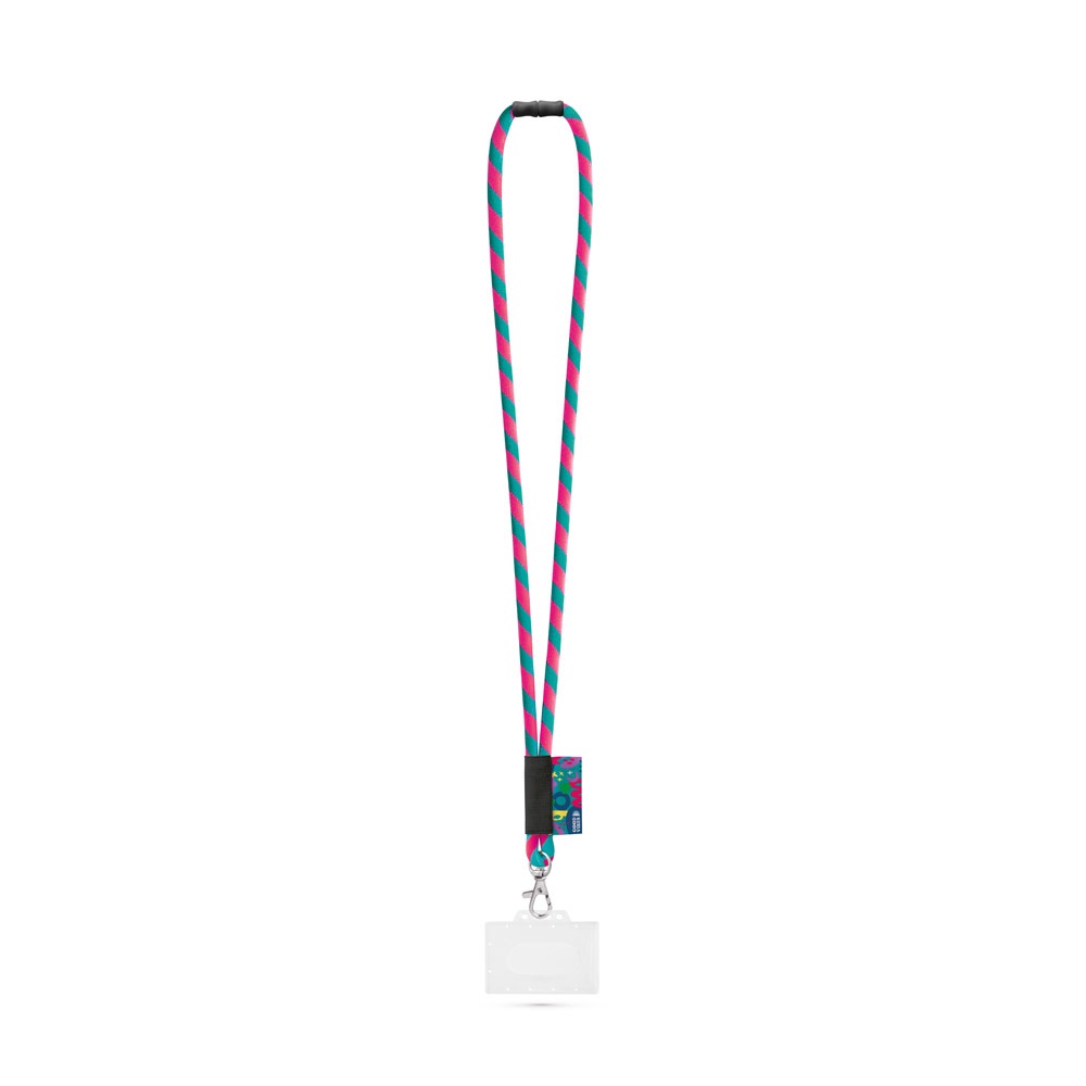 WATFORD. SET Lanyard Tube Long (Ø 7 mm) mit 9 mm Auslösekarabiner, Ø 7 mm Sicherheitsverschluss und 91 x 68 mm starrem Ausweis-/Kartenhalter - 300 - Schwarz