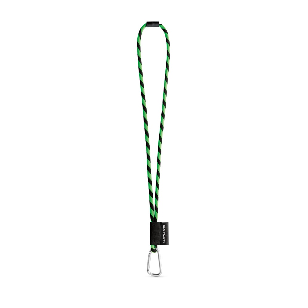 75089. SET Lanyard Tube Long (Ø 7 mm) mit 55 mm D-förmigem Karabiner und Ø 7 mm Sicherheitsverschluss - Grün Hexachrome, Schwarz