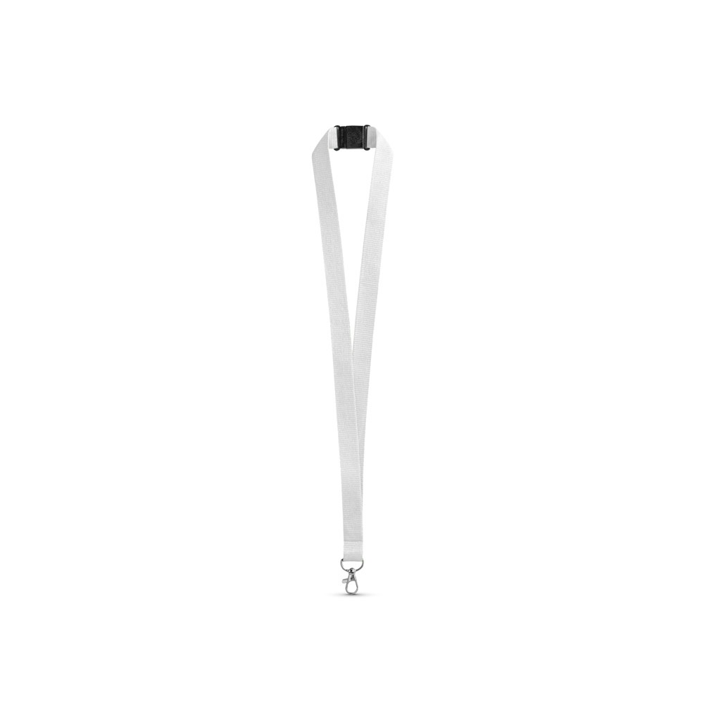 LEEDS. Lanyard aus Polyester mit Sicherheitsverschluss - Weiß