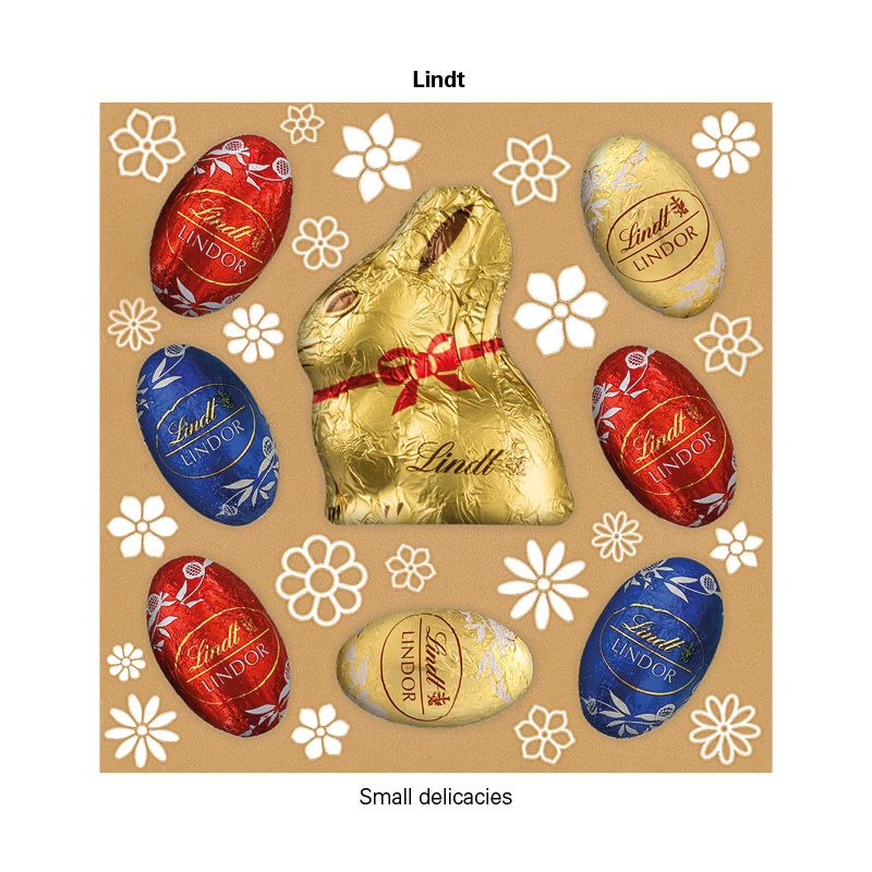 Lindt Präsent Werbeschuber aus weißem Karton Lindt Mini Pralinés