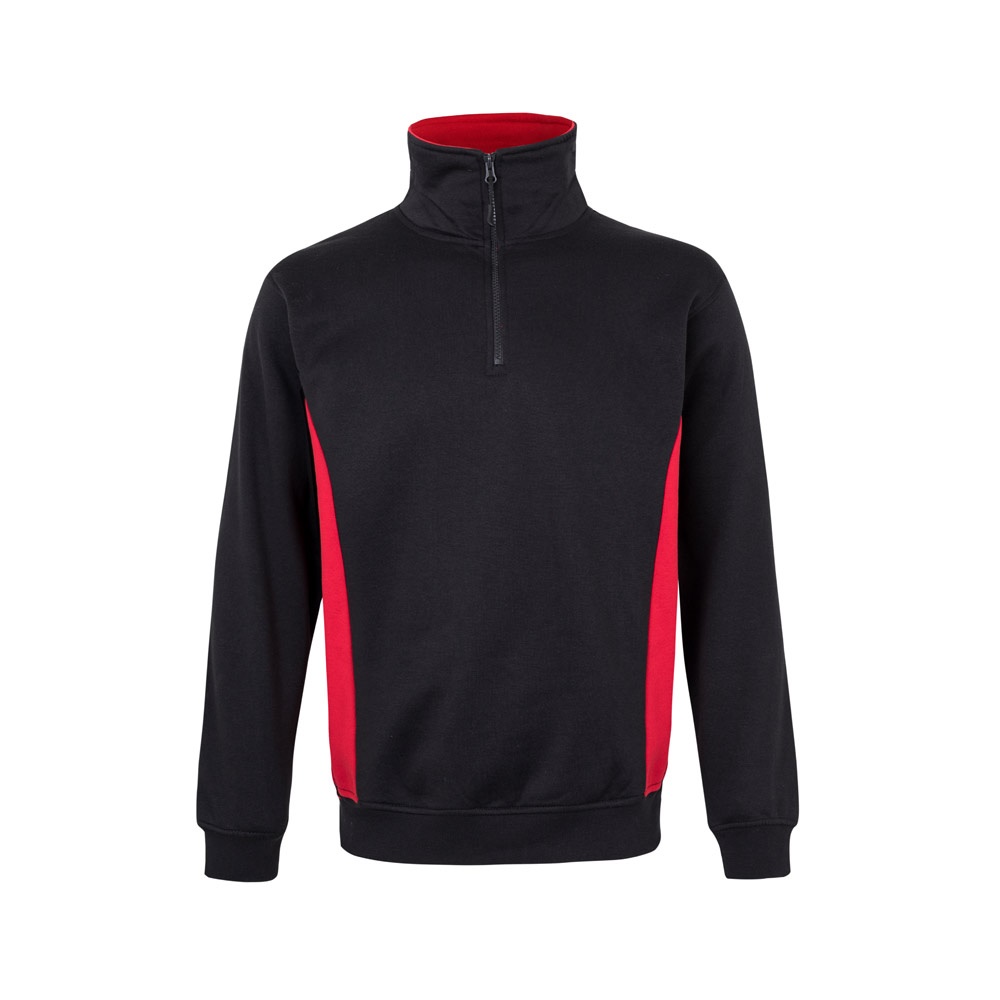 VL SVAROG. Zweifarbiges Frottee-Sweatshirt (260 g/m²), aus Polyester (65 %) und Baumwolle (35 %) - schwarz, rot