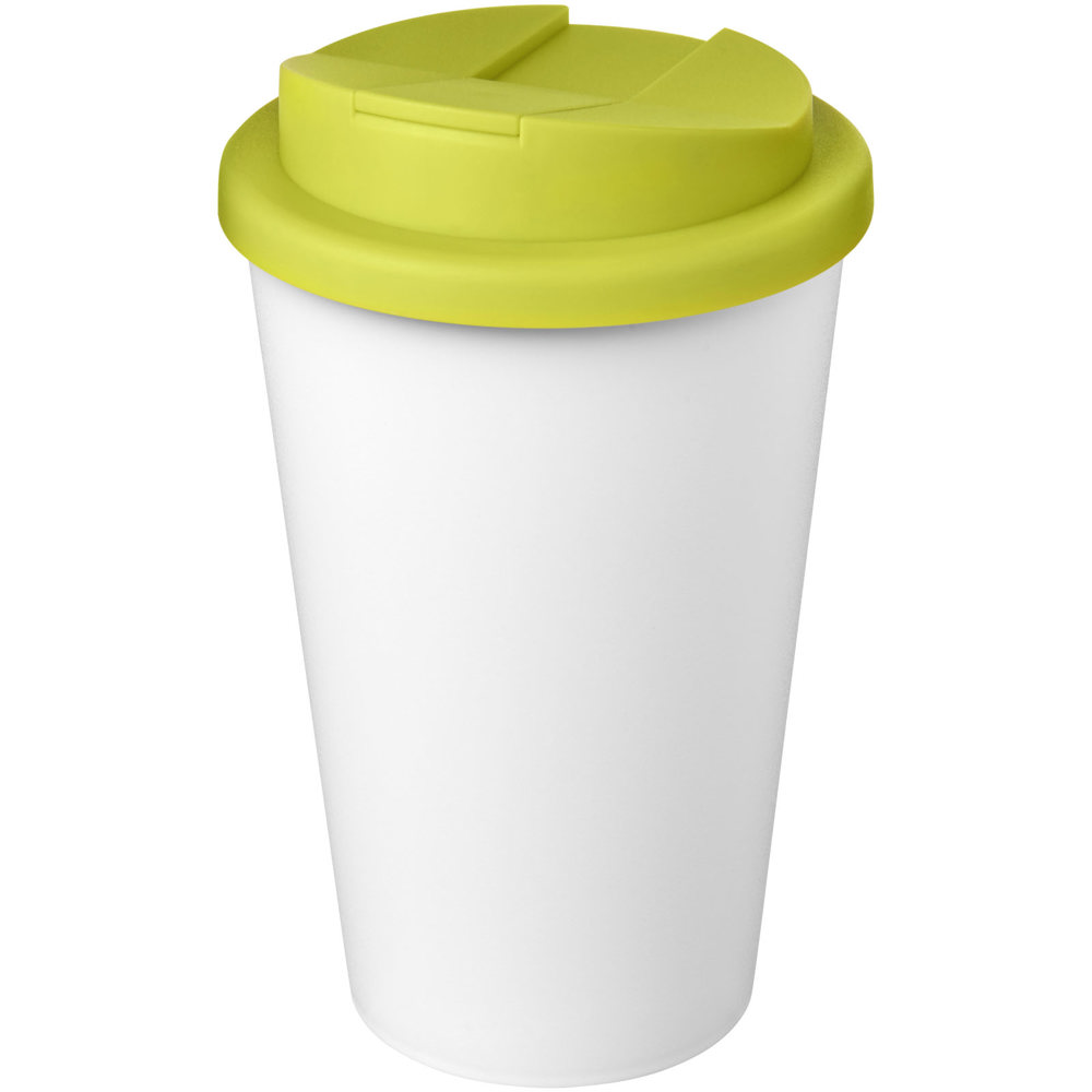 Americano® Eco 350 ml recycelter Becher mit auslaufsicherem Deckel - limone, weiss
