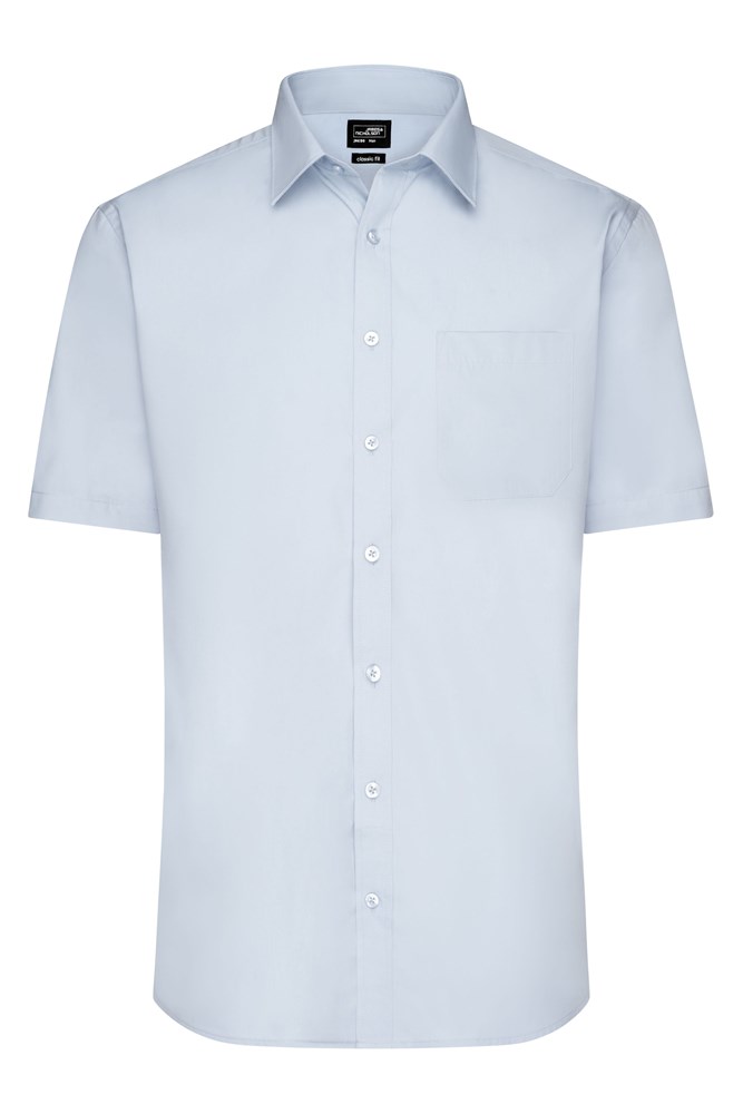 Men's Shirt Short-Sleeved Poplin - Light-blue (ca. Pantone 649C)