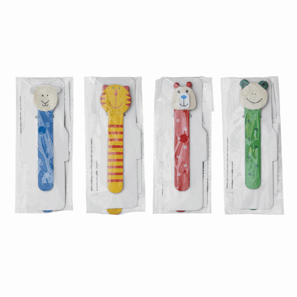 FUNNY ANIMALS - Holz-Lesezeichen, 4-fach sortiert, Preis pro Stück