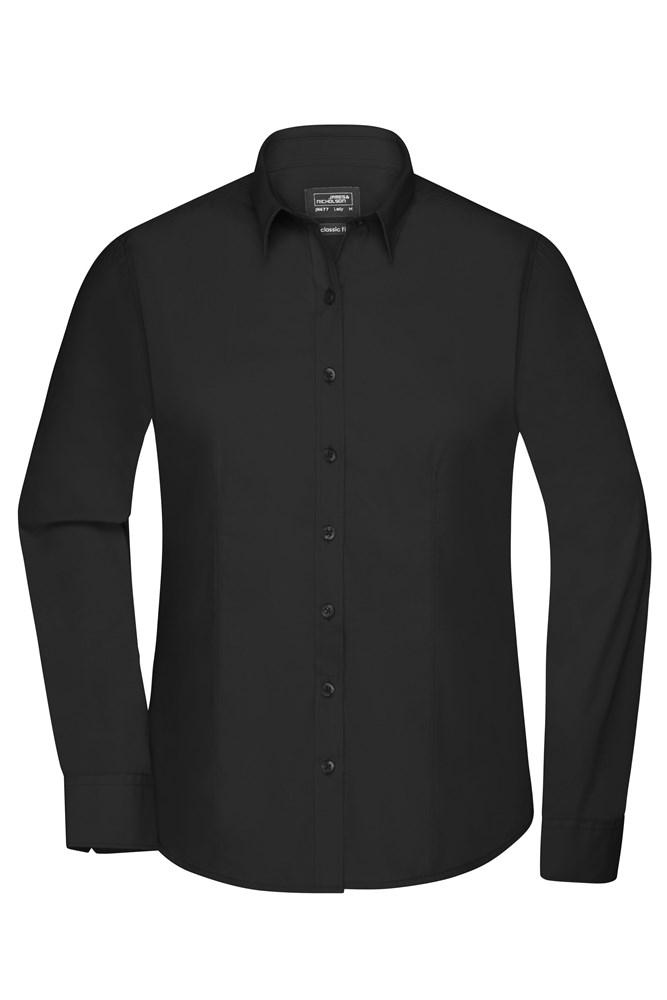 Ladies' Shirt Long-Sleeved Poplin - Black (ca. Pantone blackC)