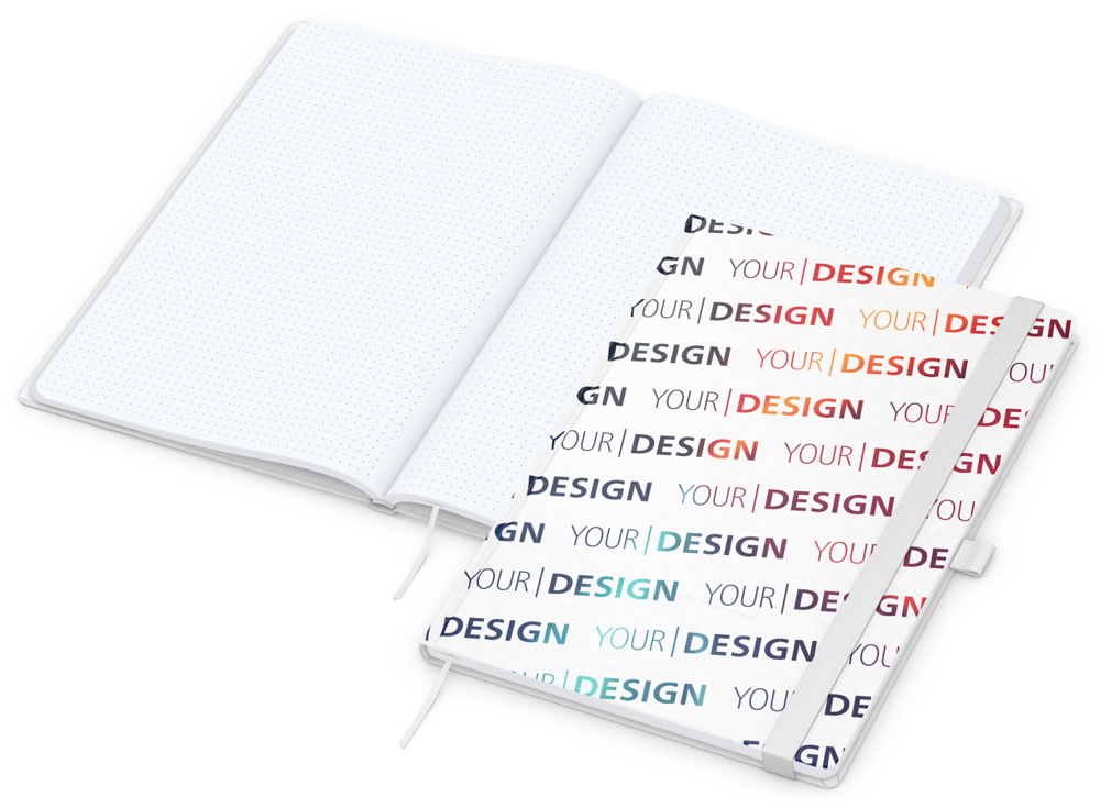 Notizbuch Match-Book, A4, White, Punktraster, weiß-individuell, weiß