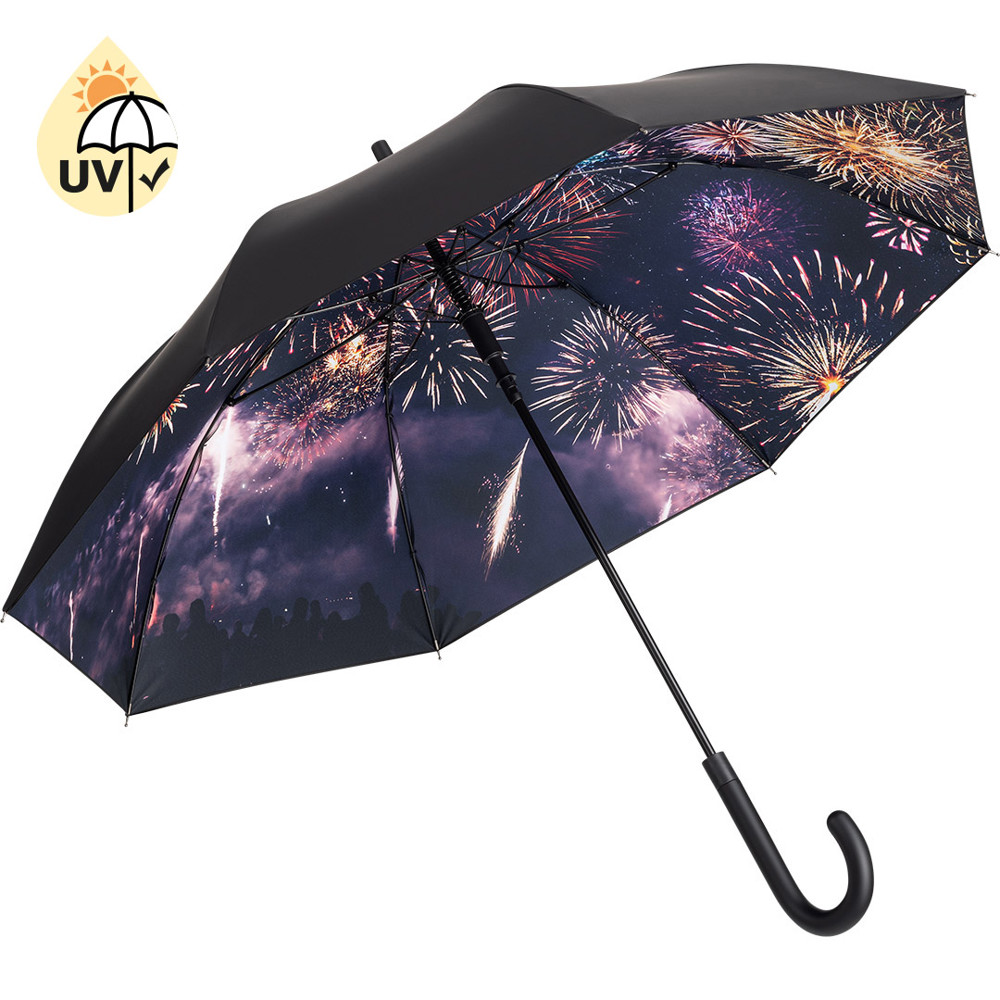 1193 AC-Stockschirm FARE® Impressions - schwarz/feuerwerk-design