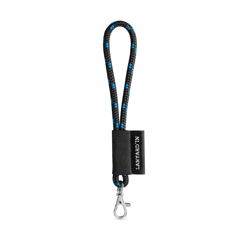 75092. Lanyard NAUTIC Short (Ø 7 mm) Set mit 9 mm Schnappkarabiner - Schwarz, Königsblau
