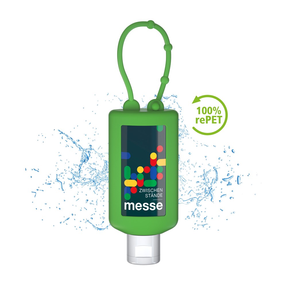 Hände-Desinfektionsgel (DIN EN 1500), 50 ml Bumper grün, Body Label (R-PET)