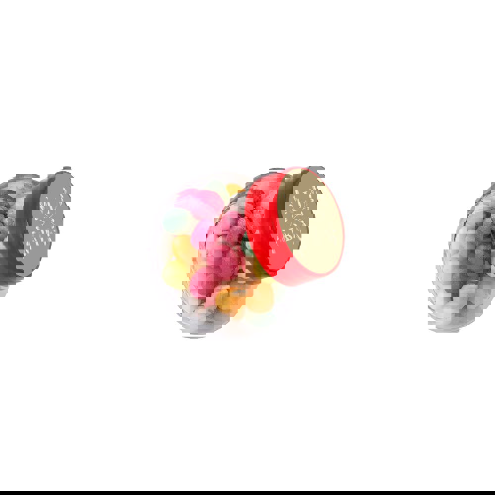 Mikro Glas 50 ml gefüllt mit Süßigkeiten - Transparant/rot