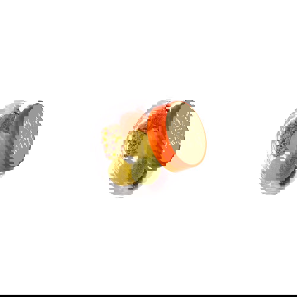 Mikro Glas 50 ml gefüllt mit Süßigkeiten - Transparent/Orange