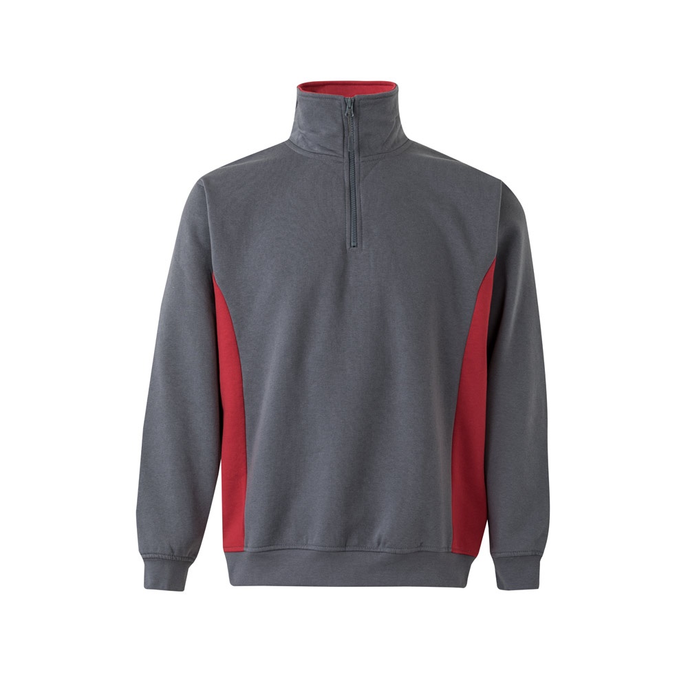 VL SVAROG. Zweifarbiges Frottee-Sweatshirt (260 g/m²), aus Polyester (65 %) und Baumwolle (35 %) - grau, rot