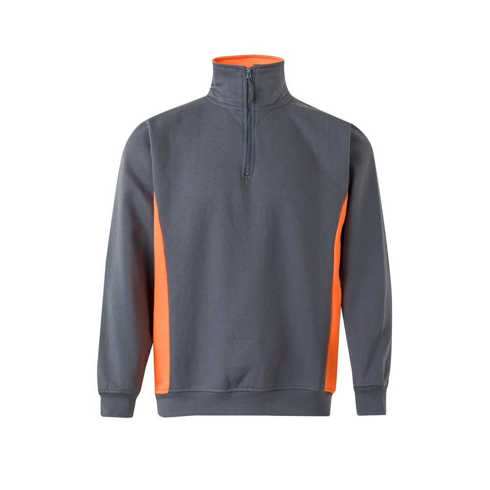 VL SVAROG. Zweifarbiges Frottee-Sweatshirt (260 g/m²), aus Polyester (65 %) und Baumwolle (35 %) - Grau, Orange