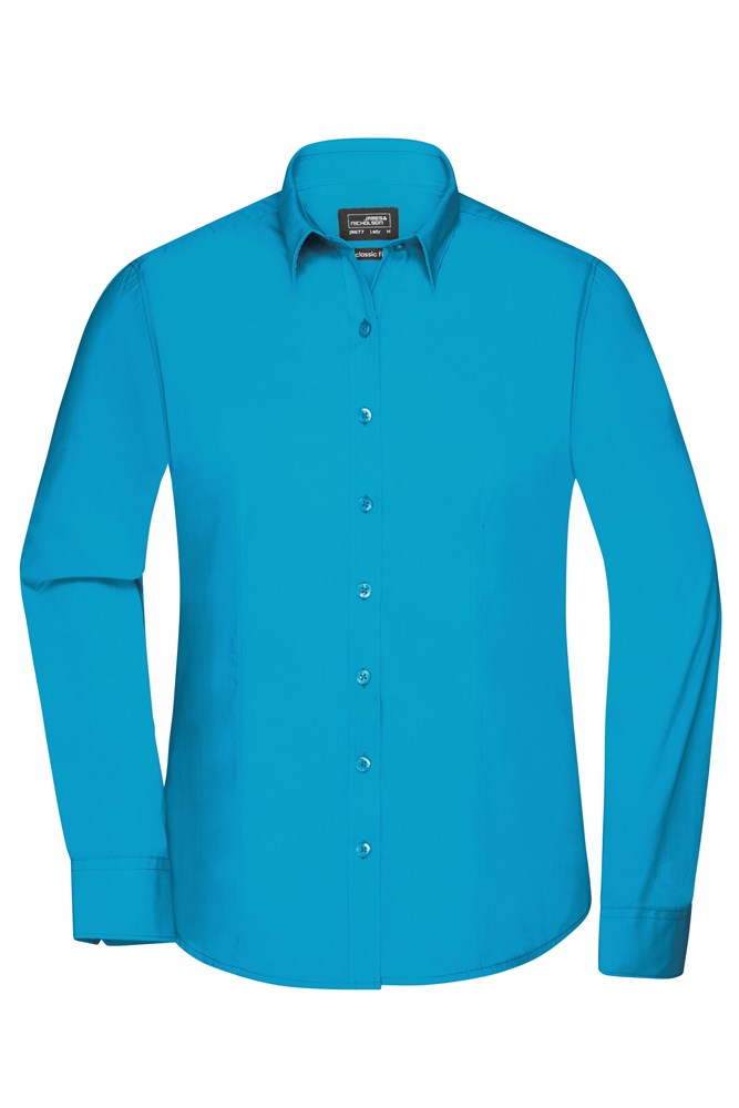 Ladies' Shirt Long-Sleeved Poplin - Turquoise (ca. Pantone 312C)