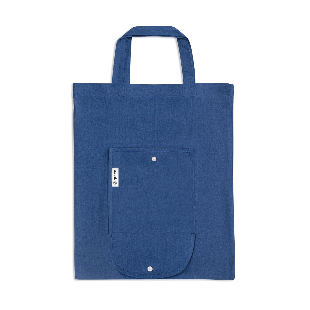 SIENA. Faltbare Tasche aus Baumwolle (50%), receycelte Baumwolle (30%) und Polyester (20% rPET) (140 g/m²) - blau